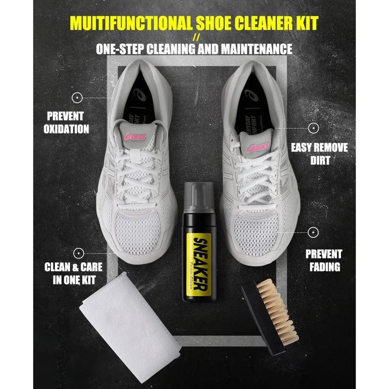 SHOE CLEANER KIT,Shoes Cleaning Kit for Sneaker, Water-Free Foam Sneaker Cleaner 5.3Oz with Shoe Brush and Cleaning Towel, Work on Most Shoes