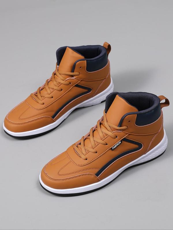 Men's Sporty Lace Up High Top Sneakers, Casual Comfortable Breathable Skate Shoes, Fashionable Sneakers for Daily Wear