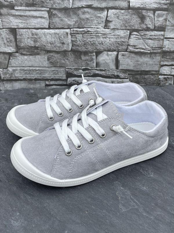 Women's Fashionable Plain Lace Up Front Low Top Shoes, Casual Comfortable Walking Shoes for Daily Wear, Breathable Lightweight Shoes for All Seasons