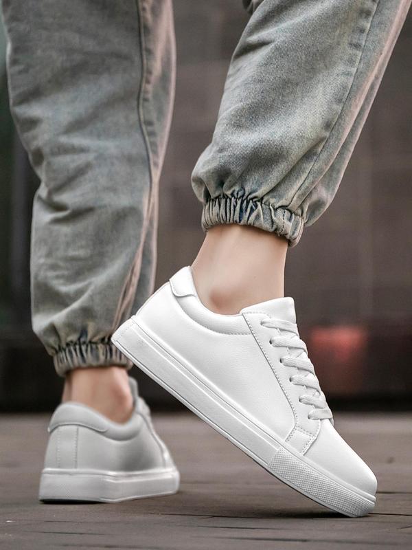 Men's Minimalist Lace Up Low Top Sneakers, Casual Comfortable Breathable Skate Shoes, Fashionable Sports Shoes for Daily Wear