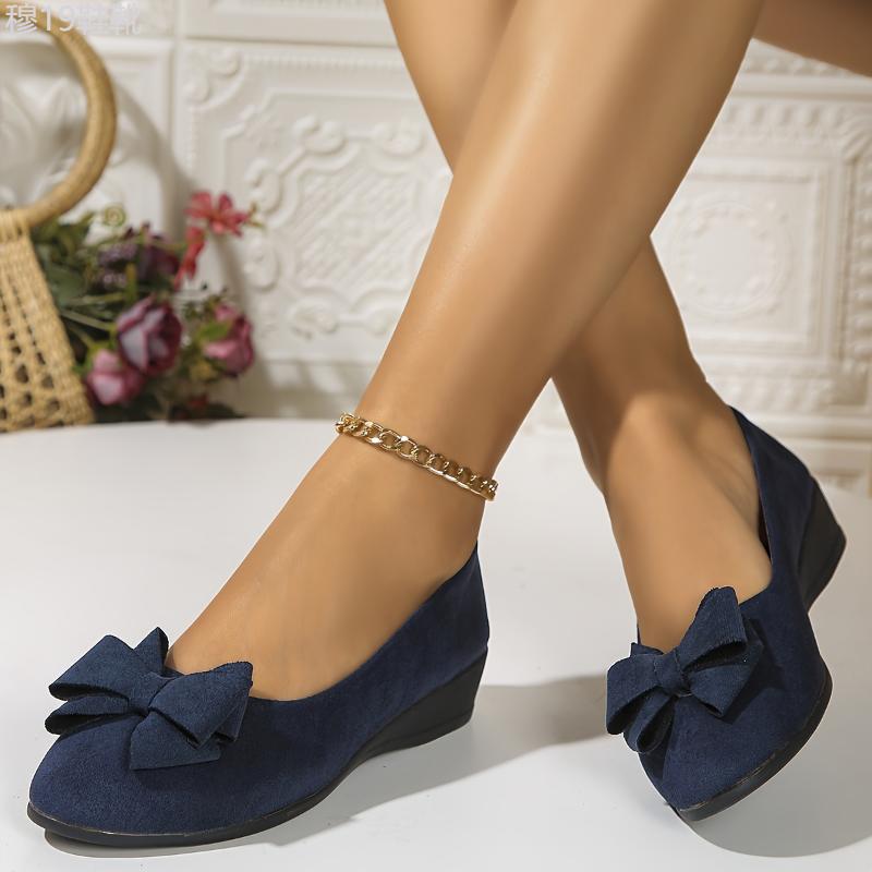 Chic Bowknot Wedge Heels - Lightweight, Comfortable, Slip-On Platform Shoes for Women - Perfect for Casual Daily Wear, Outdoor Activities, and Special Occasions Girl Walking Shoes Elegant Classy Footwear Stylish High Heels High Heel Fashion Heeled