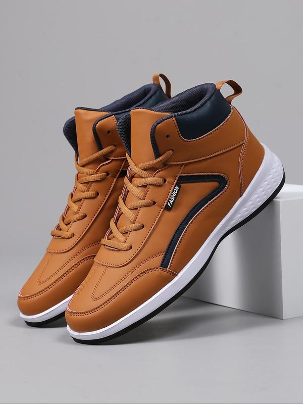 Men's Sporty Lace Up High Top Sneakers, Casual Comfortable Breathable Skate Shoes, Fashionable Sneakers for Daily Wear