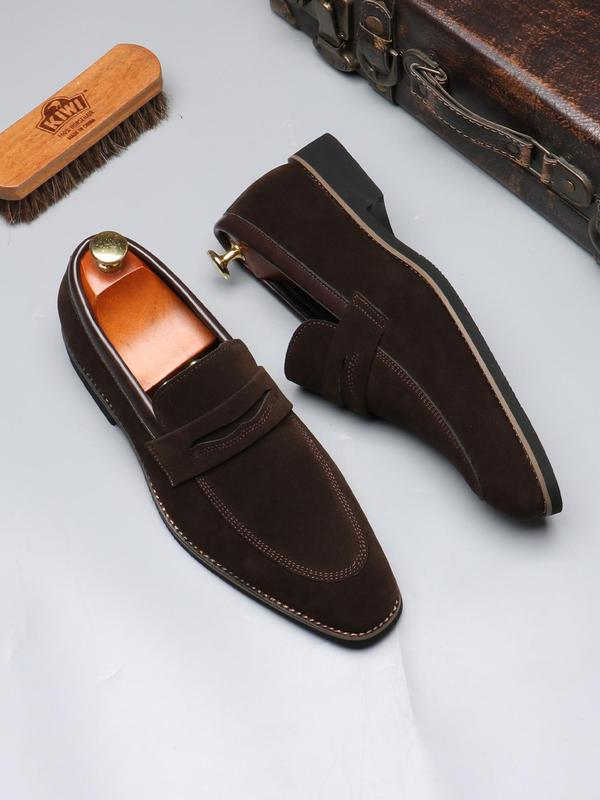 Men's Business Style Solid Color Slip on Loafer, Fashionable Pointed Toe Dress Shoes for Work Office, Male All-match Commuter Shoes for Daily Wear