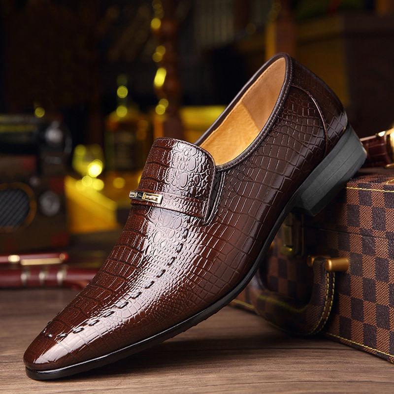 Men's Casual Business Formal Leather Shoes Elastic Band Slip-On Oxford Dress Shoes Wedding Gentleman Banquet Office Men's Fashionable Dress Shoes Boy Footwear