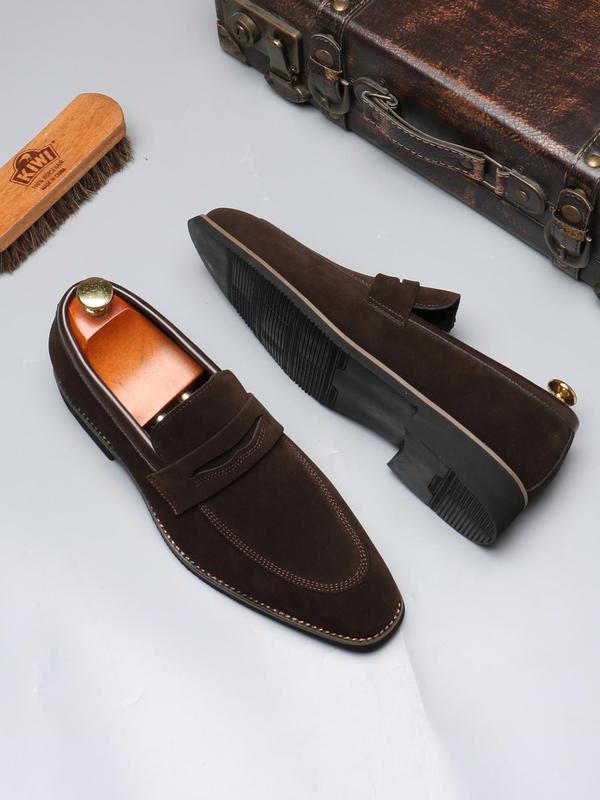 Men's Business Style Solid Color Slip on Loafer, Fashionable Pointed Toe Dress Shoes for Work Office, Male All-match Commuter Shoes for Daily Wear