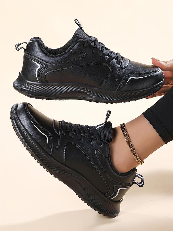 Women's Fashionable Lace Up Low Top Sneakers, Casual Comfortable Sports Shoes for Outdoor Activities, Female All-match Round Toe Shoes for Daily Wear