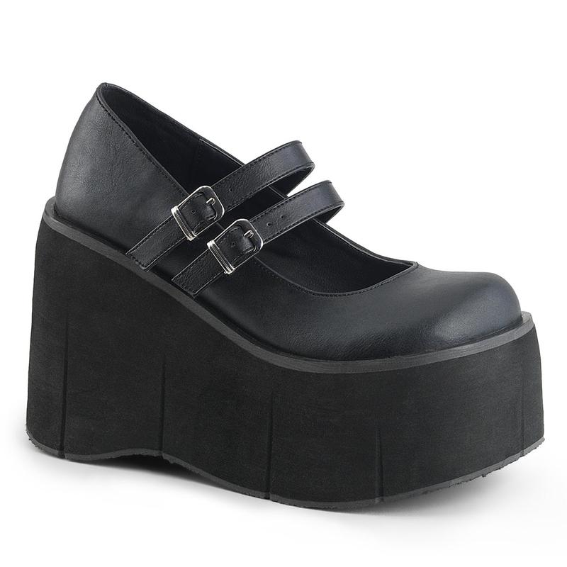 Demonia Kera-08 Black Vegan Leather Platforms