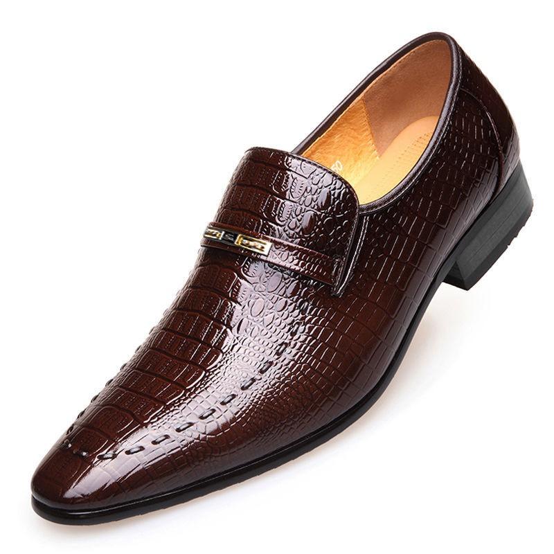 Men's Casual Business Formal Leather Shoes Elastic Band Slip-On Oxford Dress Shoes Wedding Gentleman Banquet Office Men's Fashionable Dress Shoes Boy Footwear