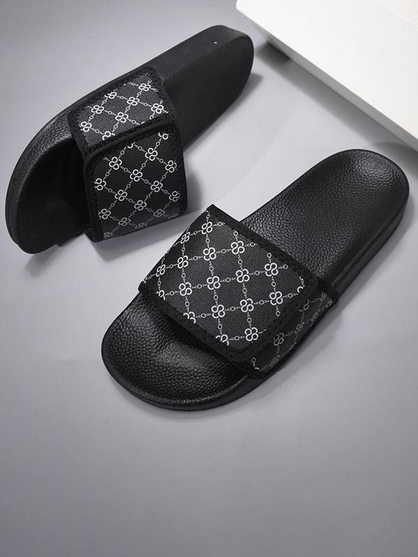 Men's Fashionable Geometric Pattern Slippers, Casual Comfortable Home Slippers, All-match Slides for Daily Wear