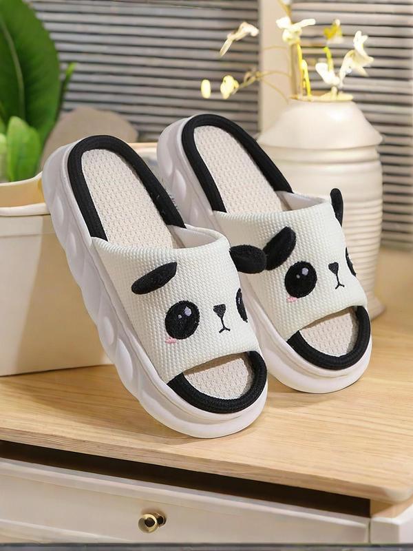 Women's Cute Cartoon Panda Design Slippers, Casual Comfortable Home Slippers, Soft Non-slip Slippers for Indoor & Outdoor Wear