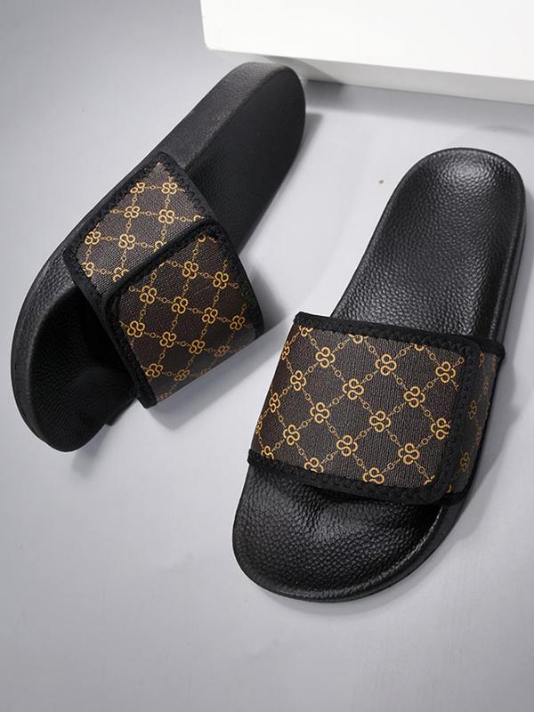 Men's Fashionable Geometric Pattern Slippers, Casual Comfortable Home Slippers, All-match Slides for Daily Wear