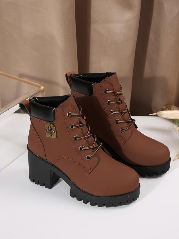 Women's Fashionable Lace Up   Boots, Casual Comfortable Boots for Daily Wear, Perfect for Students and Outdoor Sports