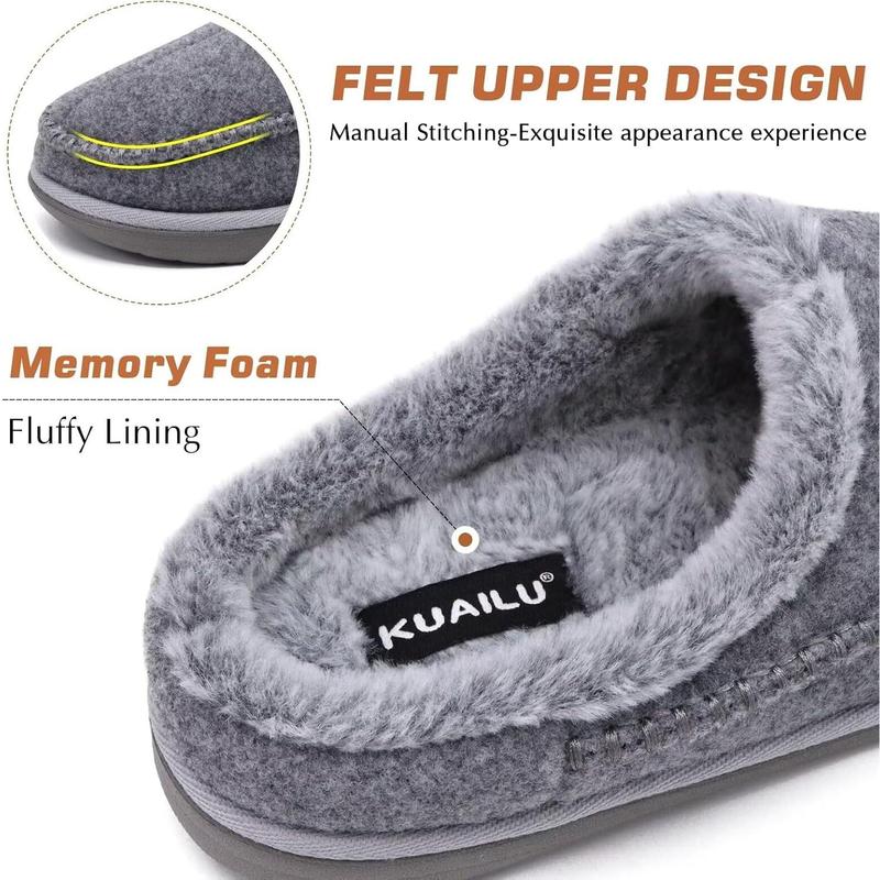 KuaiLu Mens Clog Slippers with Arch Support Suede Faux Fur Memory Foam Warm House Shoes Comfortable Slip-on Mans Bedroom Indoor Outdoor Slippers Rubber Sole Size 7-16