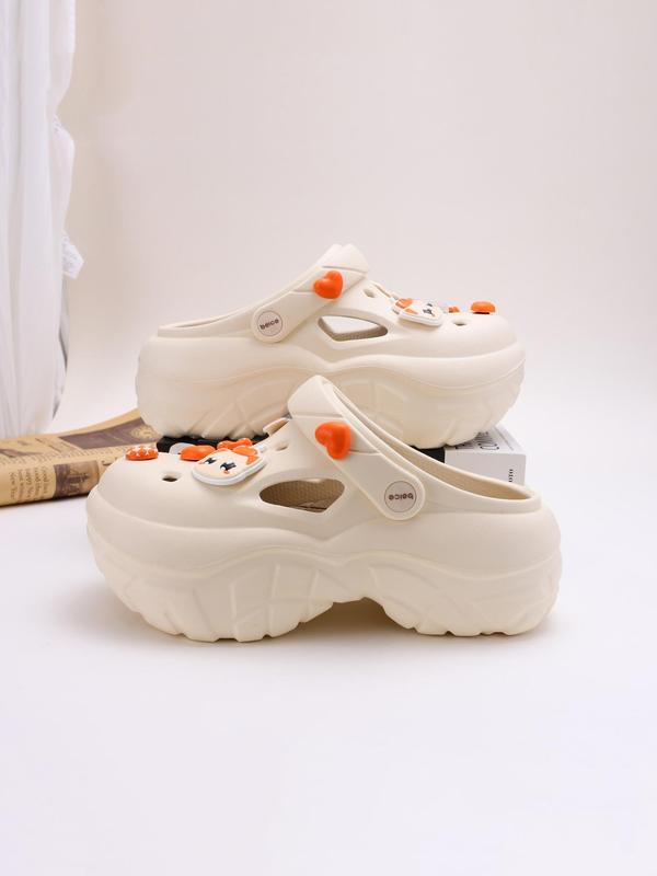 Women's Cute Cartoon Charm Clogs, Casual Comfortable Non-slip Clogs for Summer, Female All-match Round Toe Slippers for Daily Wear