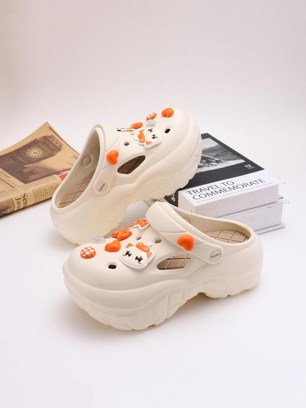 Women's Cute Cartoon Charm Clogs, Casual Comfortable Non-slip Clogs for Summer, Female All-match Round Toe Slippers for Daily Wear