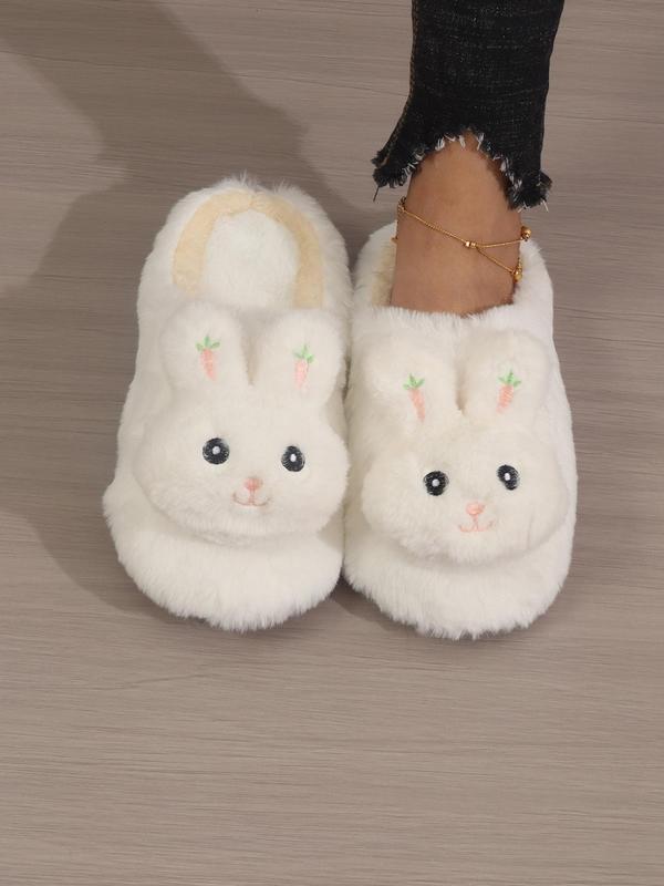 Women's Cute Rabbit Design Bedroom Slippers, Trendy Fluffy Soft Warm Bedroom Slippers,  Slippers for Fall & Winter, Fashion Funny Fuzzy Bunny Slippers