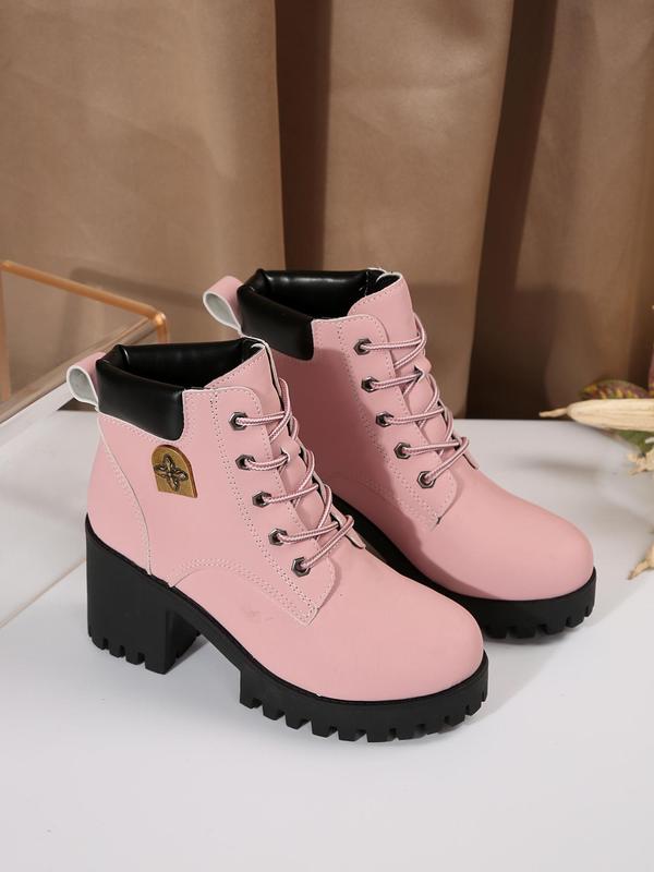 Women's Fashionable Lace Up   Boots, Casual Comfortable Boots for Daily Wear, Perfect for Students and Outdoor Sports