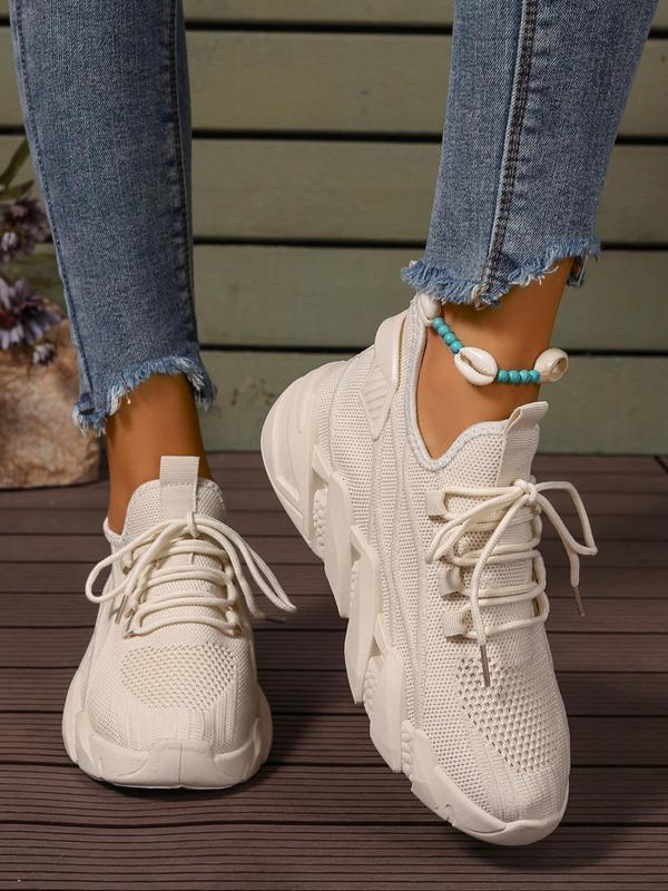 Women's Fashionable Lace Up Low Top Sneakers, 2024 New Style Casual Comfortable Breathable Sports Running Shoes, All-match Basic Shoes for Daily Wear Mesh Shoes