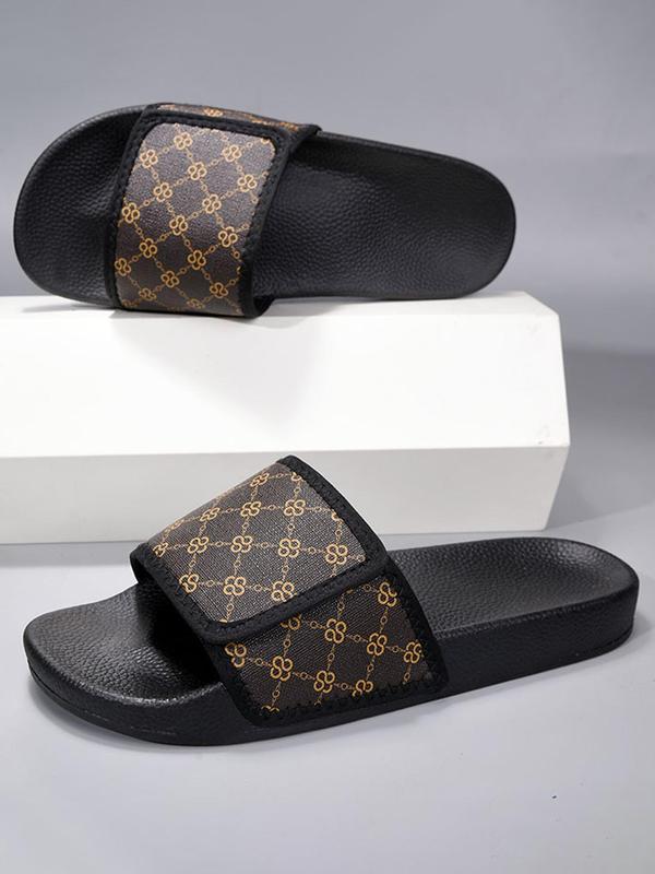 Men's Fashionable Geometric Pattern Slippers, Casual Comfortable Home Slippers, All-match Slides for Daily Wear