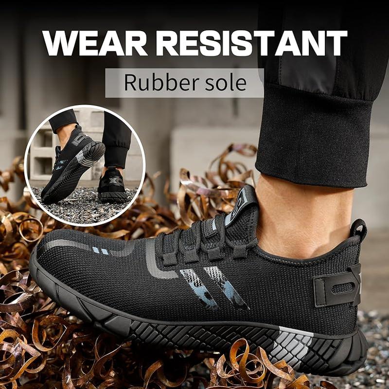 RUMFEN Steel Toe Shoes for Men Composite Shoes for Men Work for Women Safety Steel Toe Sneakers Lightweight Comfortable for Roofing Indestructible Steel Toe Tennis Shoes