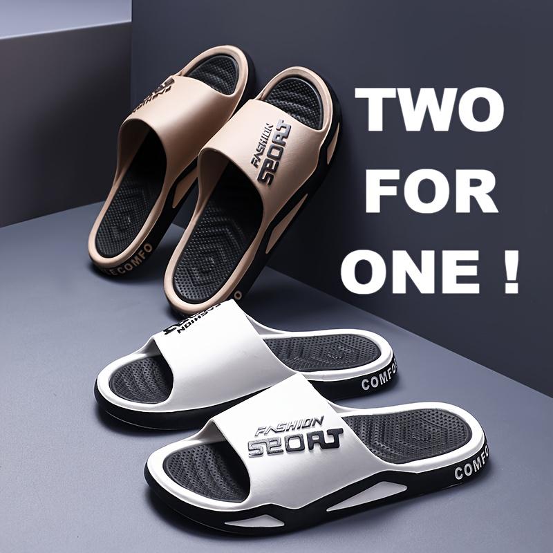 2025 Hot [Two F] Fashion Men's One-Piece Thick Sole Can Be Worn outside, Summer Sandals, Bathroom Non-Slip Sandals, PVC Oversized Slippers