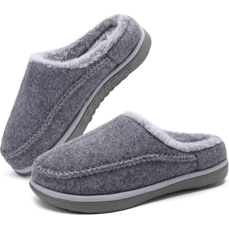 KuaiLu Mens Clog Slippers with Arch Support Suede Faux Fur Memory Foam Warm House Shoes Comfortable Slip-on Mans Bedroom Indoor Outdoor Slippers Rubber Sole Size 7-16