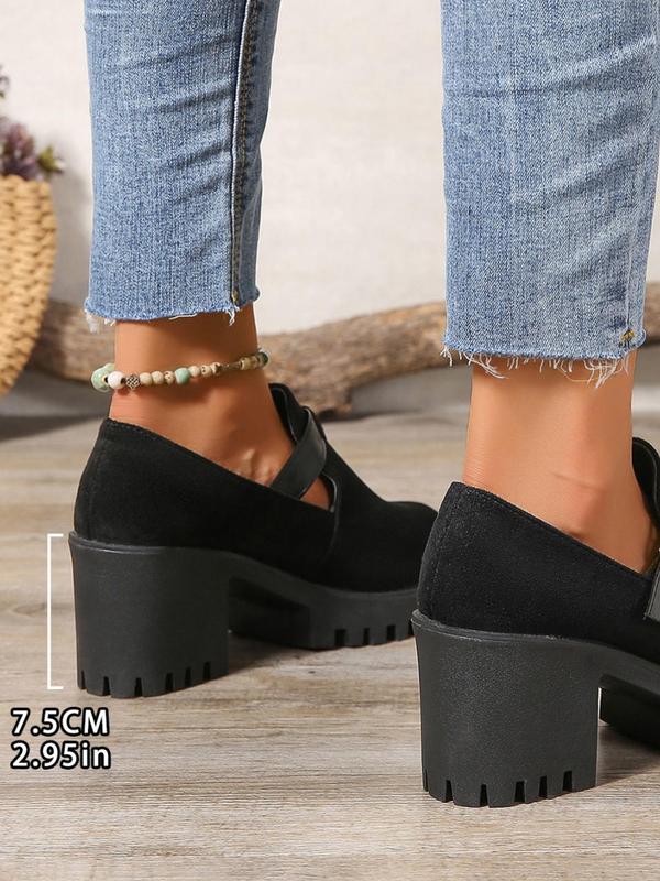 Women's Fashionable Solid Color Platform Chunky Heeled Mary Janes Pumps, Casual Comfortable Shoes for Daily Wear, Perfect for Students and Outdoor