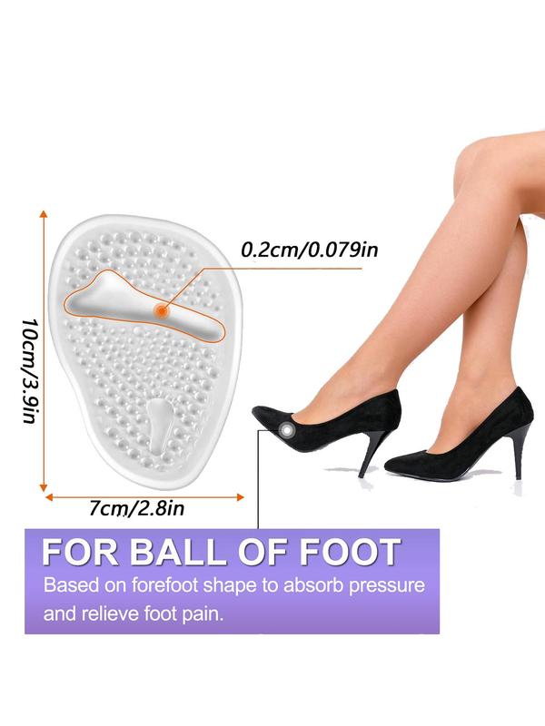 3 Pairs Silicone Shoe Inserts, Non-slip Relieve Pain Half Size Pad for High Heels, Thickened Shoe Insole Pad for Flat Sports Shoes Boots, Comfort Footwear