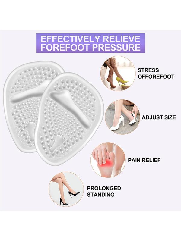 3 Pairs Silicone Shoe Inserts, Non-slip Relieve Pain Half Size Pad for High Heels, Thickened Shoe Insole Pad for Flat Sports Shoes Boots, Comfort Footwear