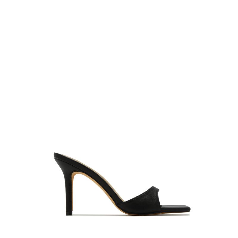 Nellie Mid Heel Mules - Black