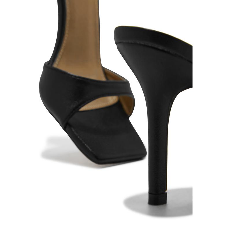 Nellie Mid Heel Mules - Black