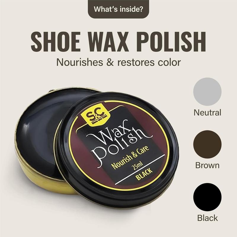 12 count Shoe Polish & Care Kit - Leather Shoe Shine Kit for Men & Women w Brown, Black, Neutral Polish - Leather Boot Care Kit