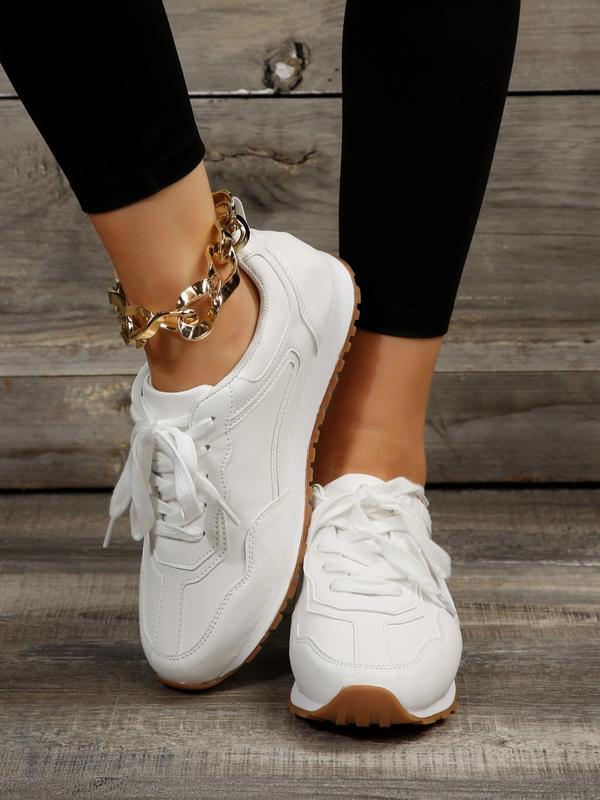 Women's Fashionable Lace up Front Low Top Sneakers, Casual Comfortable Sports Shoes for Daily Wear, Perfect for Students and Outdoor Sports