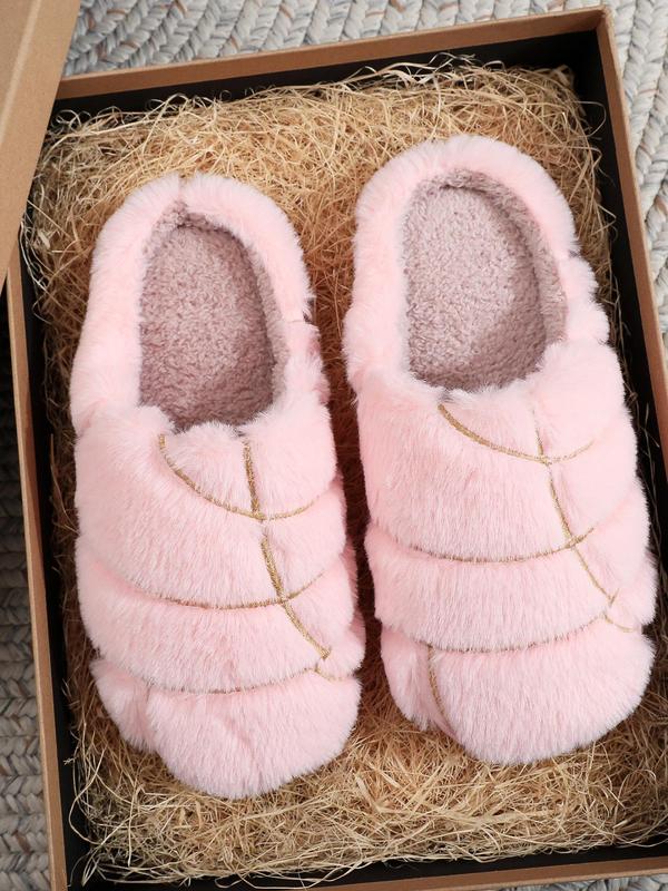 Women's Cute Fluffy Plush Slippers, Casual Soft Comfortable Home Slippers, Warm Slippers for Indoor & Outdoor Use for Fall & Winter