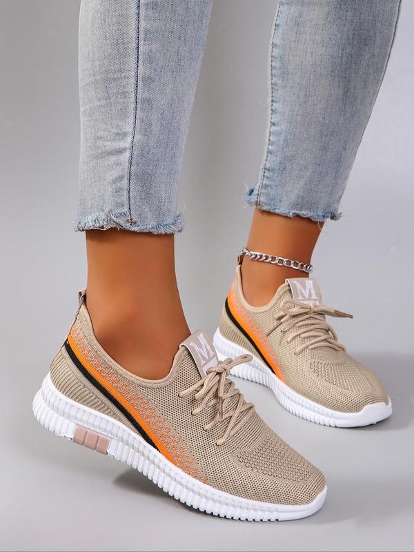 Women's Fashionable Letter Label Design Lace Up Front Low Top Sneakers, Casual Lightweight Wear-resistant Sports Running Shoes for Women, All-match Shoes for Daily Wear