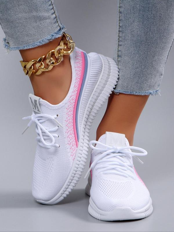 Women's Fashionable Letter Label Design Lace Up Front Low Top Sneakers, Casual Lightweight Wear-resistant Sports Running Shoes for Women, All-match Shoes for Daily Wear