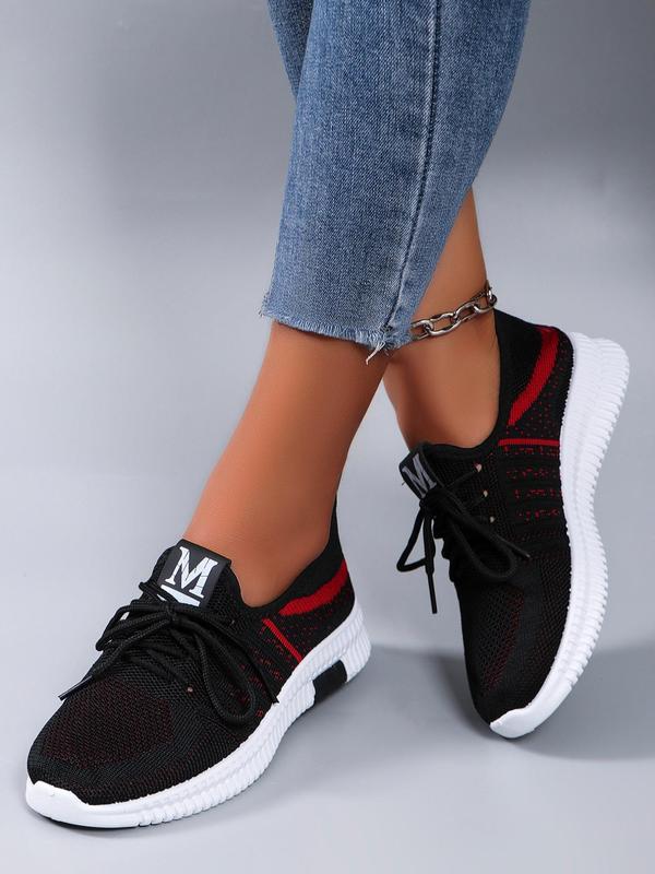 Women's Fashionable Letter Label Design Lace Up Front Low Top Sneakers, Casual Lightweight Wear-resistant Sports Running Shoes for Women, All-match Shoes for Daily Wear