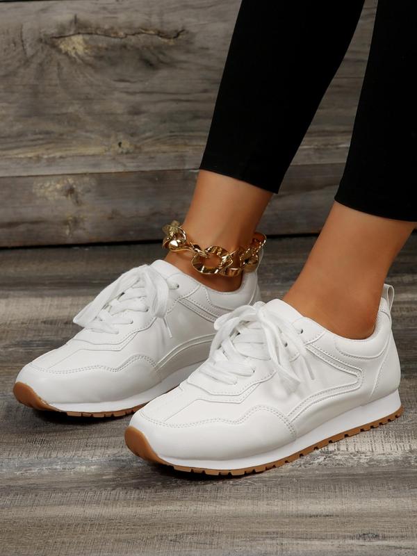 Women's Fashionable Lace up Front Low Top Sneakers, Casual Comfortable Sports Shoes for Daily Wear, Perfect for Students and Outdoor Sports