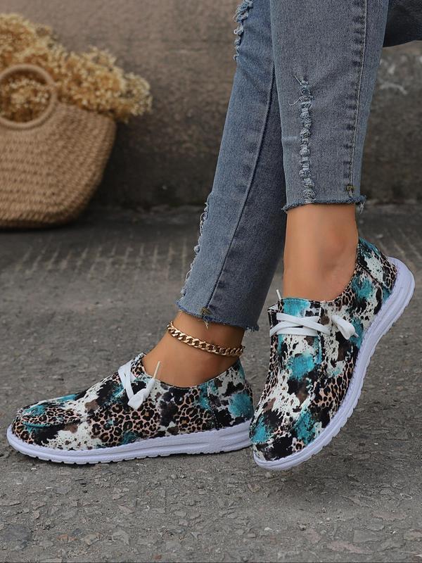 Summer 2024 Fashion Colorblock Leopard Print Low Top Sneakers, Casual Comfortable Slip on Shoes, for Work & Daily Wear, Girl's Walking Shoes, Shoes for Women