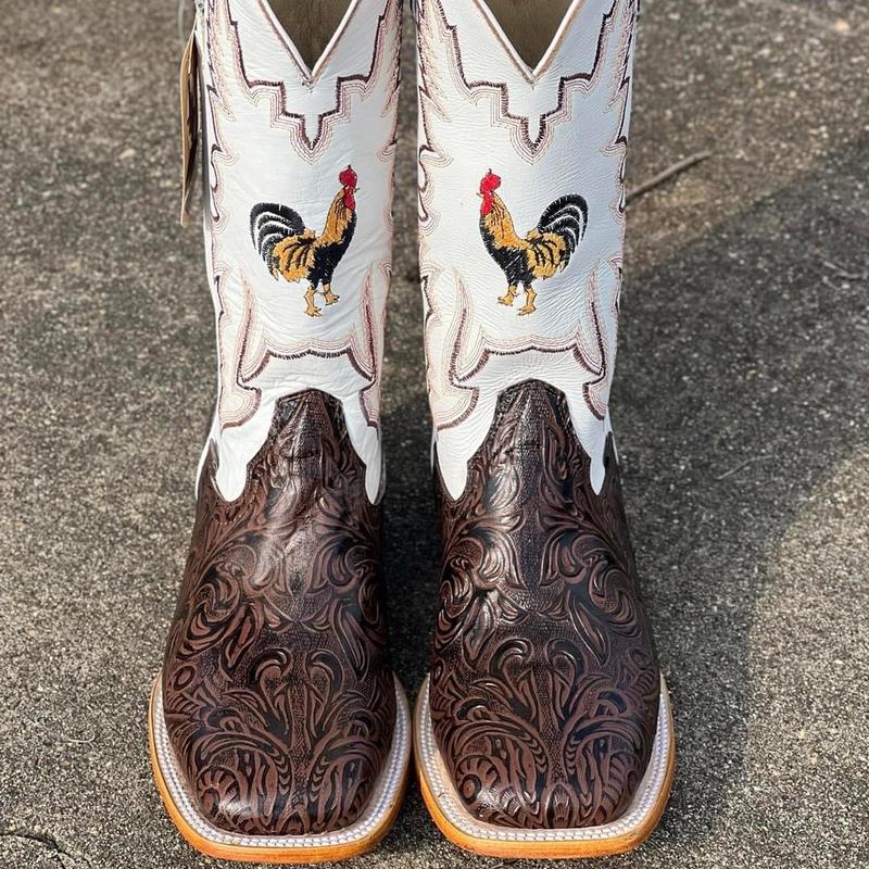 MENS BROWN WHITE WESTERN BOOTS