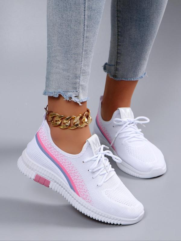 Women's Fashionable Letter Label Design Lace Up Front Low Top Sneakers, Casual Lightweight Wear-resistant Sports Running Shoes for Women, All-match Shoes for Daily Wear