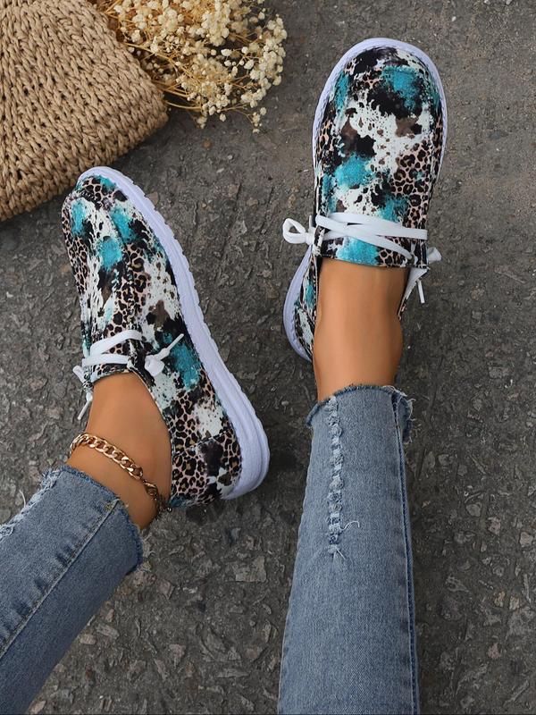 Summer 2024 Fashion Colorblock Leopard Print Low Top Sneakers, Casual Comfortable Slip on Shoes, for Work & Daily Wear, Girl's Walking Shoes, Shoes for Women