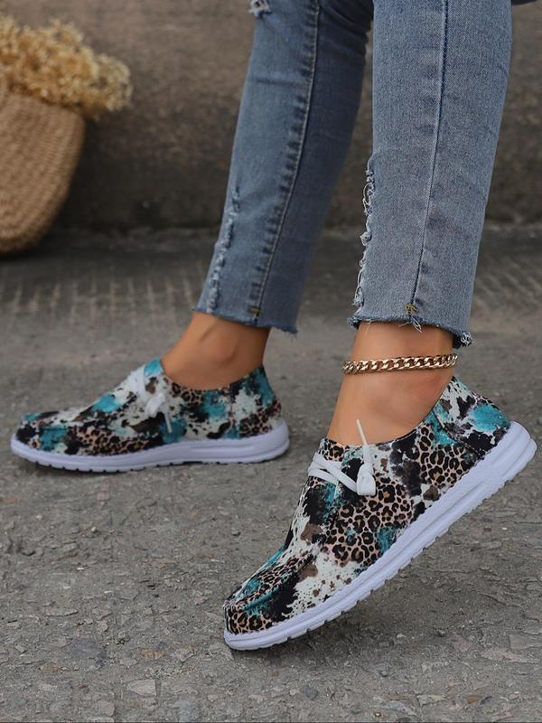 Summer 2024 Fashion Colorblock Leopard Print Low Top Sneakers, Casual Comfortable Slip on Shoes, for Work & Daily Wear, Girl's Walking Shoes, Shoes for Women