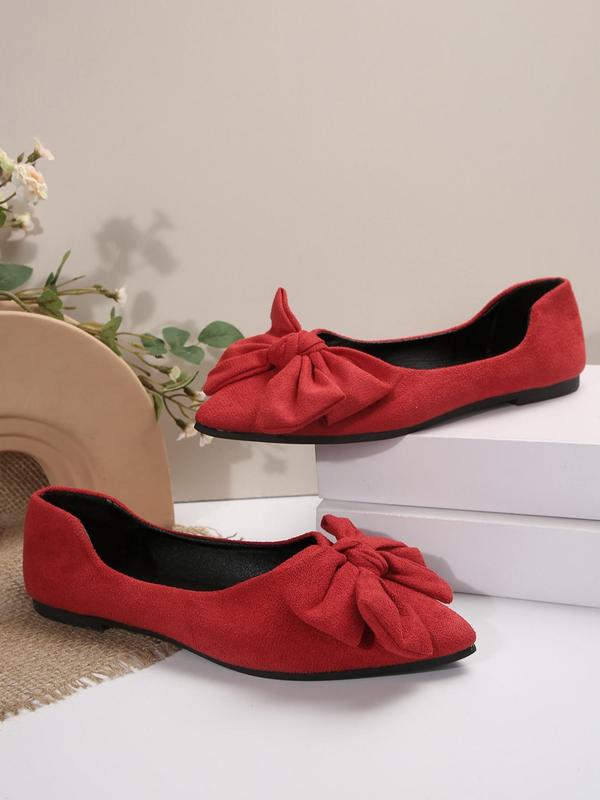 Women's Elegant Bowknot Design Slip on Flats, Trendy Pointed Toe Flat Shoes, Fashionable Shoes for Daily Wear