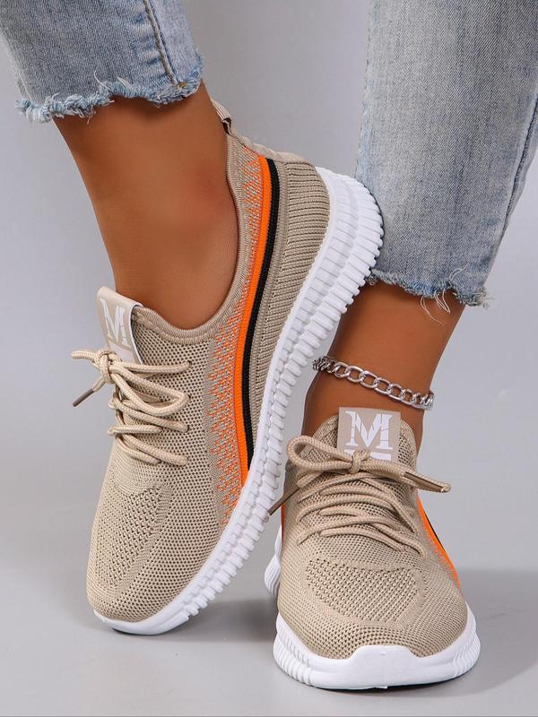 Women's Fashionable Letter Label Design Lace Up Front Low Top Sneakers, Casual Lightweight Wear-resistant Sports Running Shoes for Women, All-match Shoes for Daily Wear