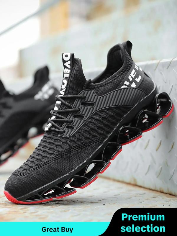 Men's Letter Design Fall Running Shoes for Gift, 2024 Casual Matching Sneakers, Sporty Hollow Out Design Lightweight Breathable Jogging Shoes, Lace Up Shoes for Summer Back To School