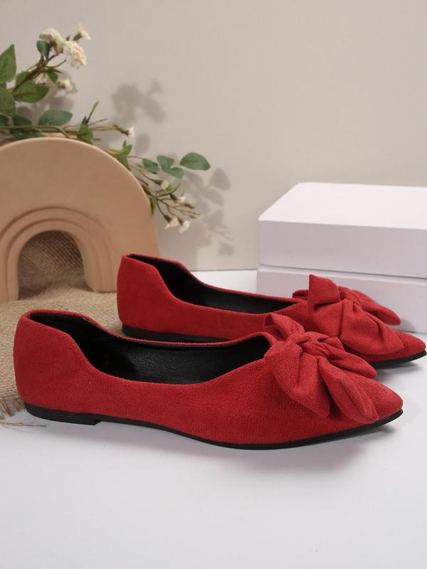 Women's Elegant Bowknot Design Slip on Flats, Trendy Pointed Toe Flat Shoes, Fashionable Shoes for Daily Wear