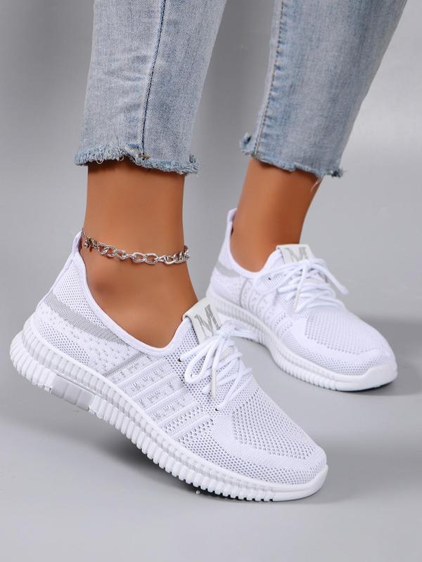 Women's Fashionable Letter Label Design Lace Up Front Low Top Sneakers, Casual Lightweight Wear-resistant Sports Running Shoes for Women, All-match Shoes for Daily Wear