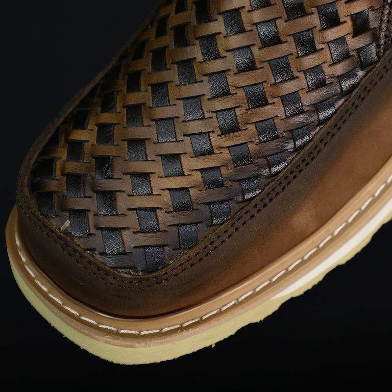 BROWN TAN BASKETWEAVE COWBOY SHOES