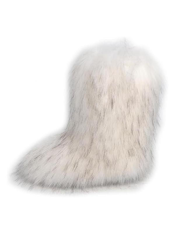 Women's 2024 Street Fluffy Fur Snow Boots, Soft Warm Mid-calf Boots for Autumn & Winter, Platform Slip-on Winter Shoes Back To School Gifts, Boots for Women, Fall Outfits, Fall Freshness, Fall Outfits Black Girl, Stockholm Style Black Girl